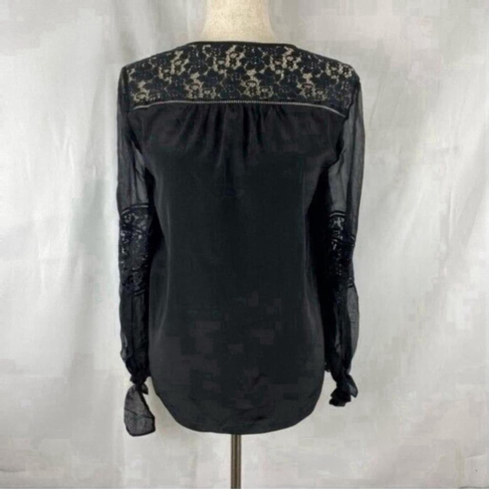 REBECCA Taylor Sarah Lace Silk Blouse. Black Size 2 - Picture 5 of 12